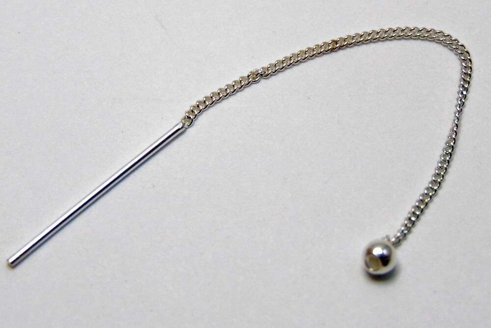 CLEARANCE ~925 Sterling SILVER EAR THREAD 3″ Chain ~ Threaders~ Ball End Dangles