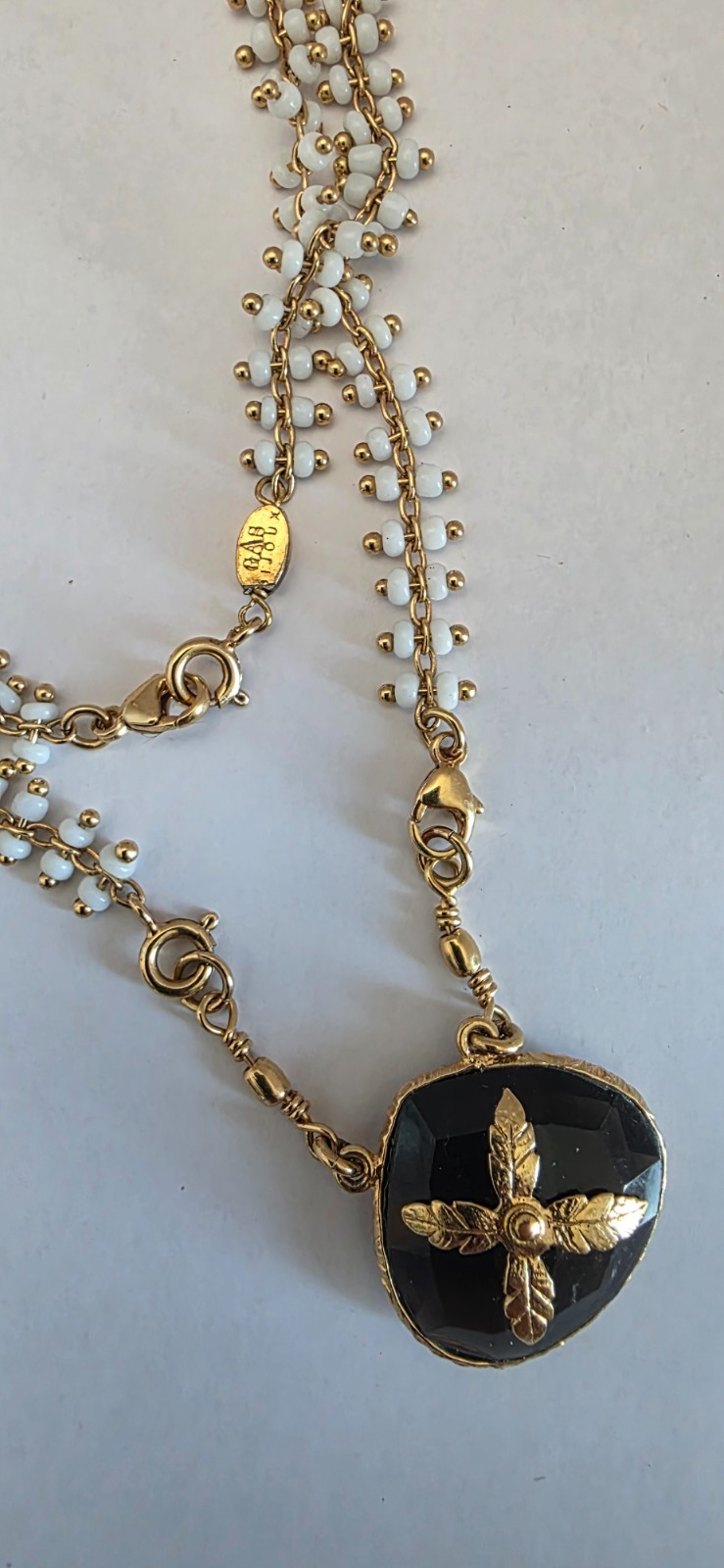 GAS Bijoux mother-of-pearl necklace gold plated black quartz pendant