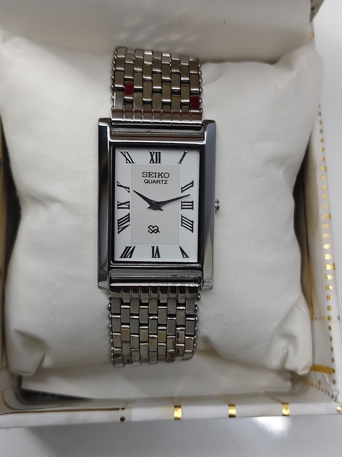 Vintage Refurbished Seiko Slim Tank White Quartz Japan Men s Wrist Watch