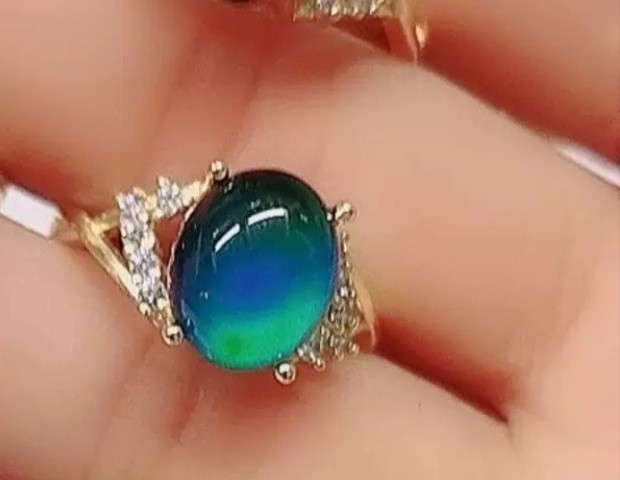 Luxury Thermochromic Zircon Open Ring Color Change Women Jewelry Gift