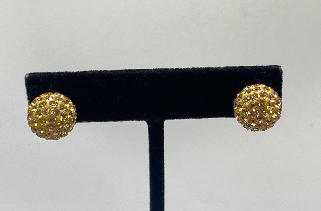 18K Gold Plated 925 Sterling Silver Crystal Pave Stud Earrings Bracelet Set 6″