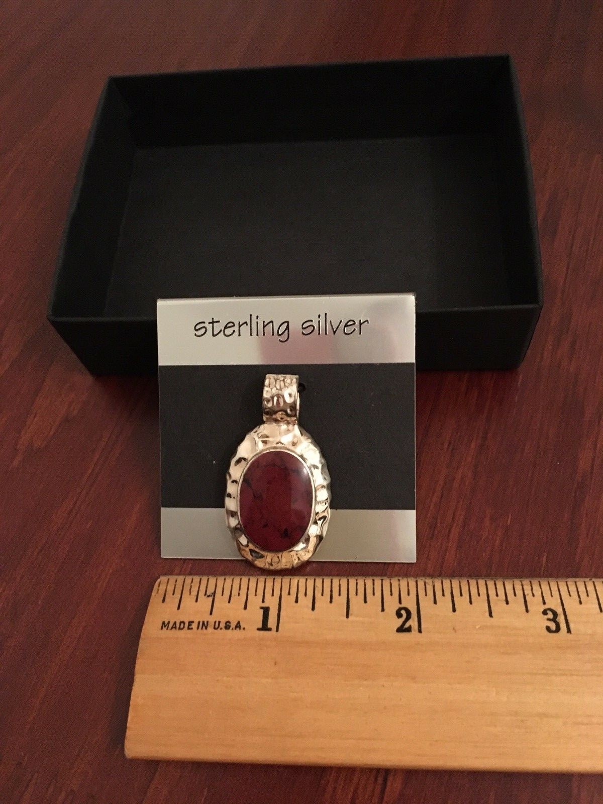 NWT Red Jasper Oval Pendant in Sterling Silver Genuine Natural Gemstone +Gif Box