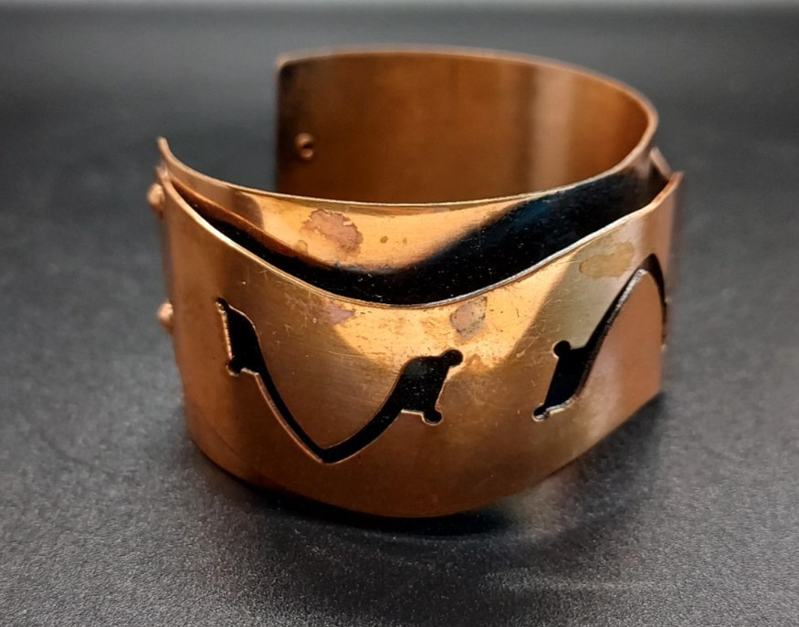 Vintage Copper 1 1/4 Inch Wide Bracelet Cuff