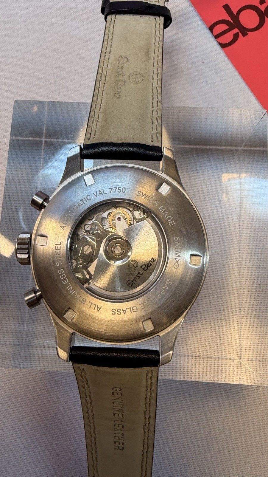 Ernst Benz Chronoscope Automatic Chronograph White Dial Black Leather Strap 43mm