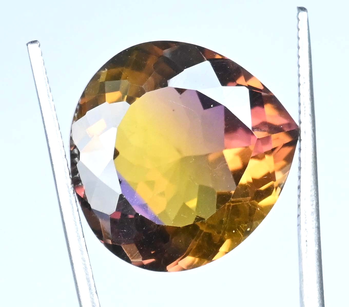 20.00 Ct Natural Bi-Color Ametrine Pear Untreated Certified Flawless Gemstone