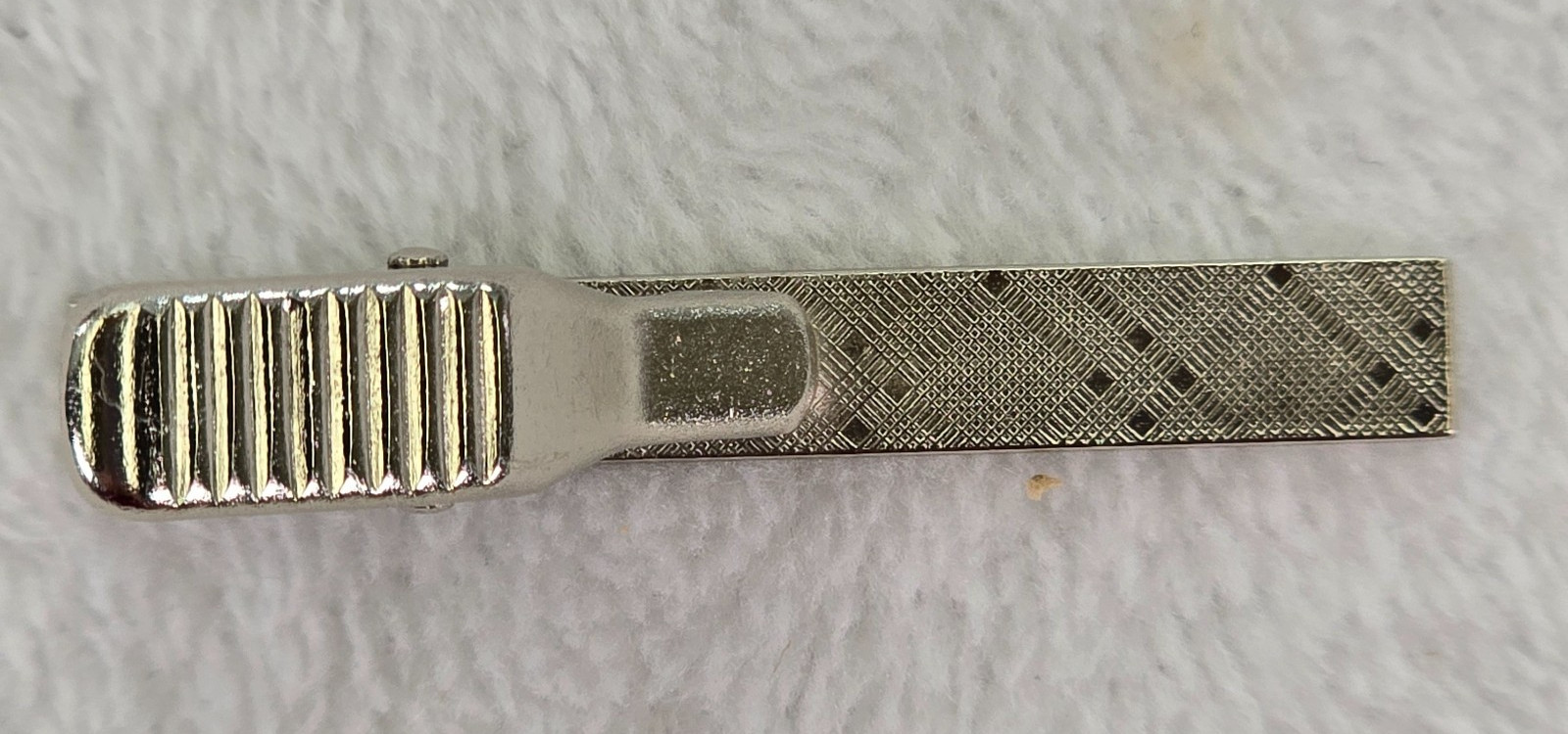 Vintage Stainless Steel Tie Clip Brushed Silver Tone Metal No Pattern