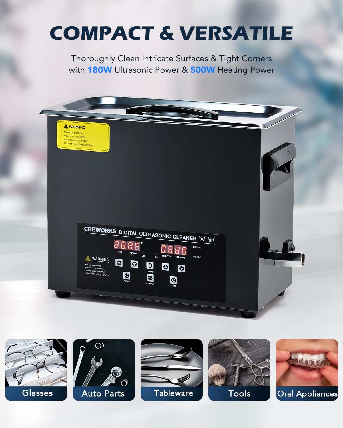 6L Digital Ultrasonic Cleaning Machine with Degas and Gentle Mode, 180W Ultra…