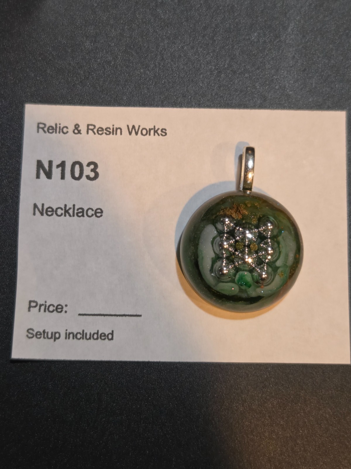 OOAK Nebula Alien Probe Resin Round Pendant BB Inclusions N103