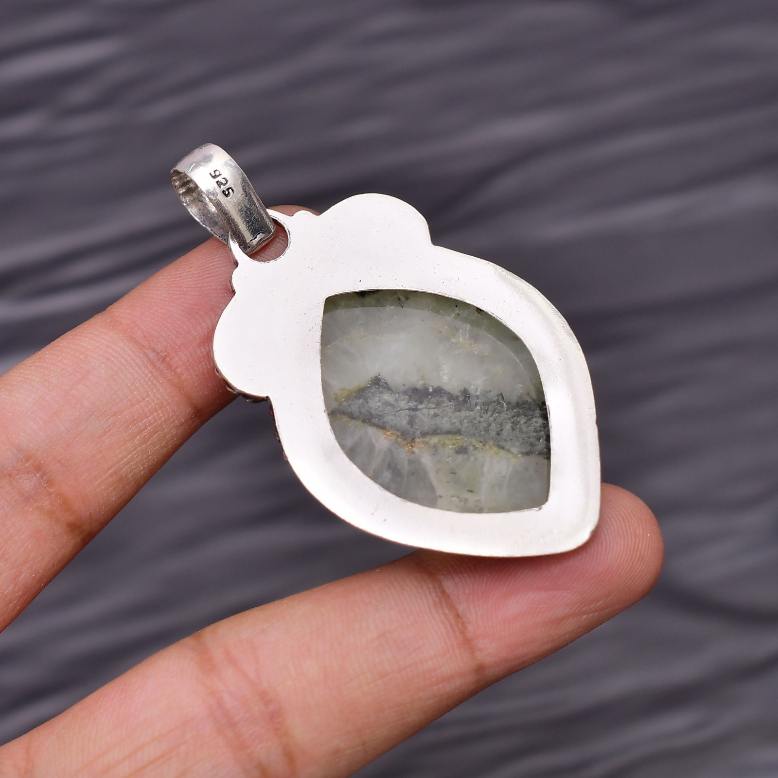 Prehnite Gemstone 925 Sterling Silver Jewelry Pendant 2.12″