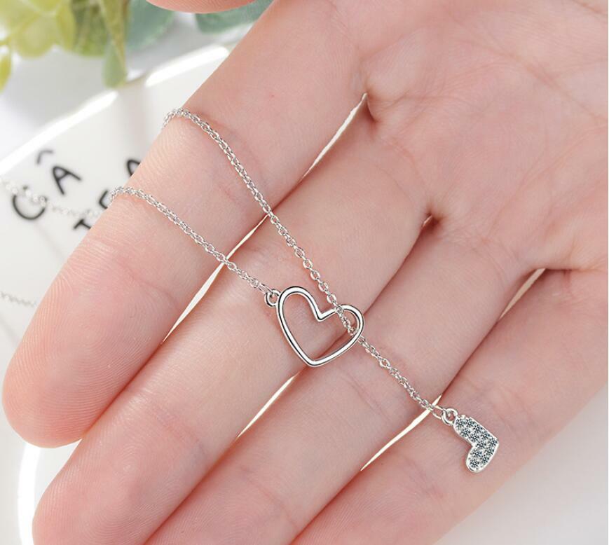 ZARD Heart Charm CZ Pave Sterling Silver Pendant Lariat Y Necklace