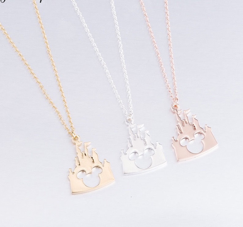 Mickey Mouse Necklace Magic Castle Pendant Womens Fashion Jewelry 71-2