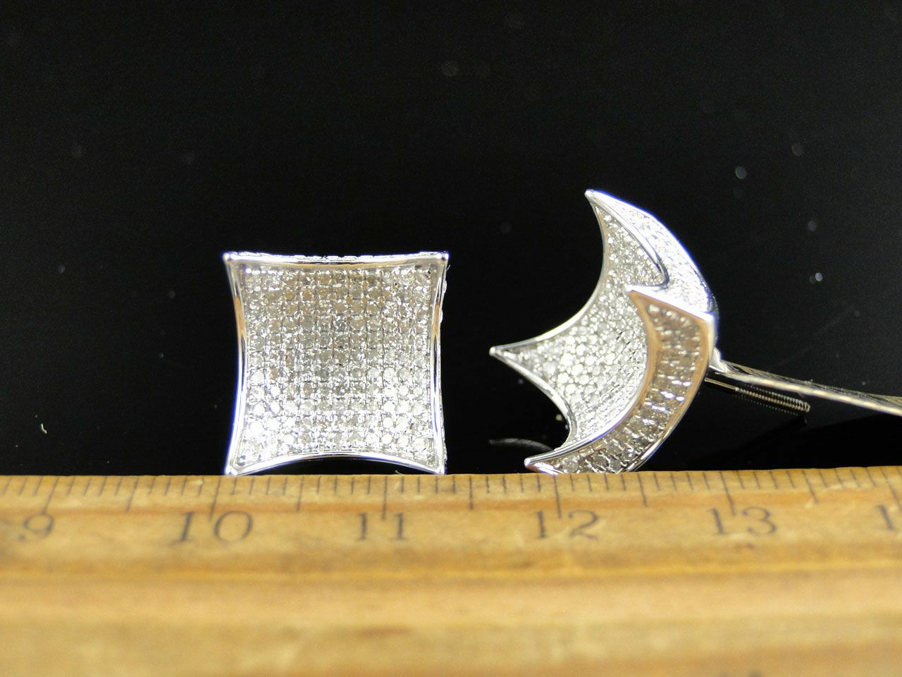 1ct Lab-Created Moissanite Square Cluster Hip Stud Earrings White Gold Plated