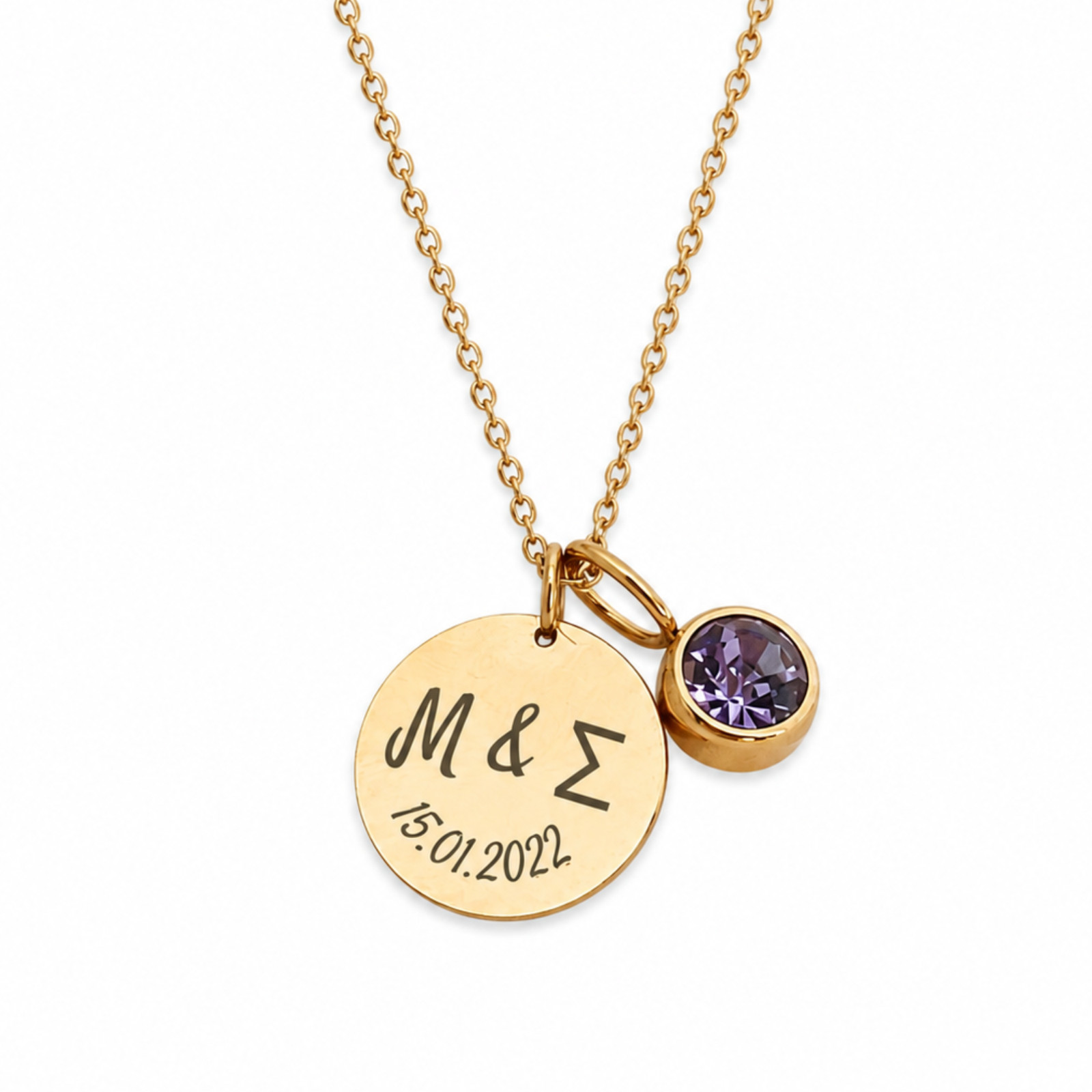 Personalized Bilingual Initial Necklace Wedding Date Birthstone Couple Gift