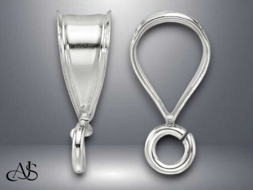 Sterling Silver V Shape Bail with Attached Jump Ring in 7 Sizes