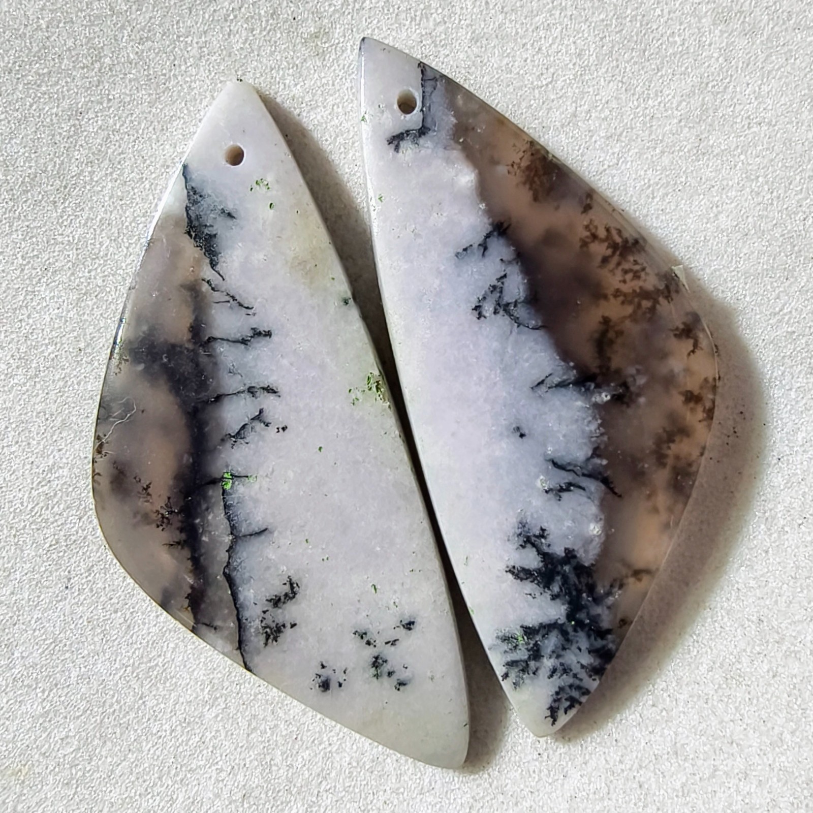 30 Cts Natural Amethyst Sage Agate Drilled Pair Cabochon Gemstone 37.9 X 16.6 MM