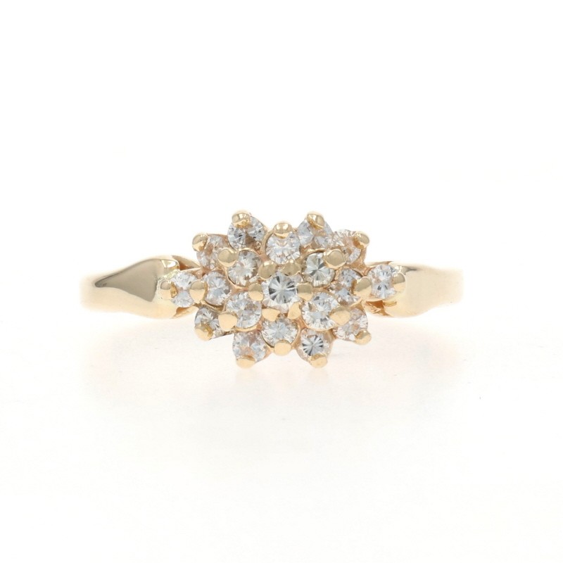 Yellow Gold Diamond Cluster Ring – 14k Round Brilliant .50ctw
