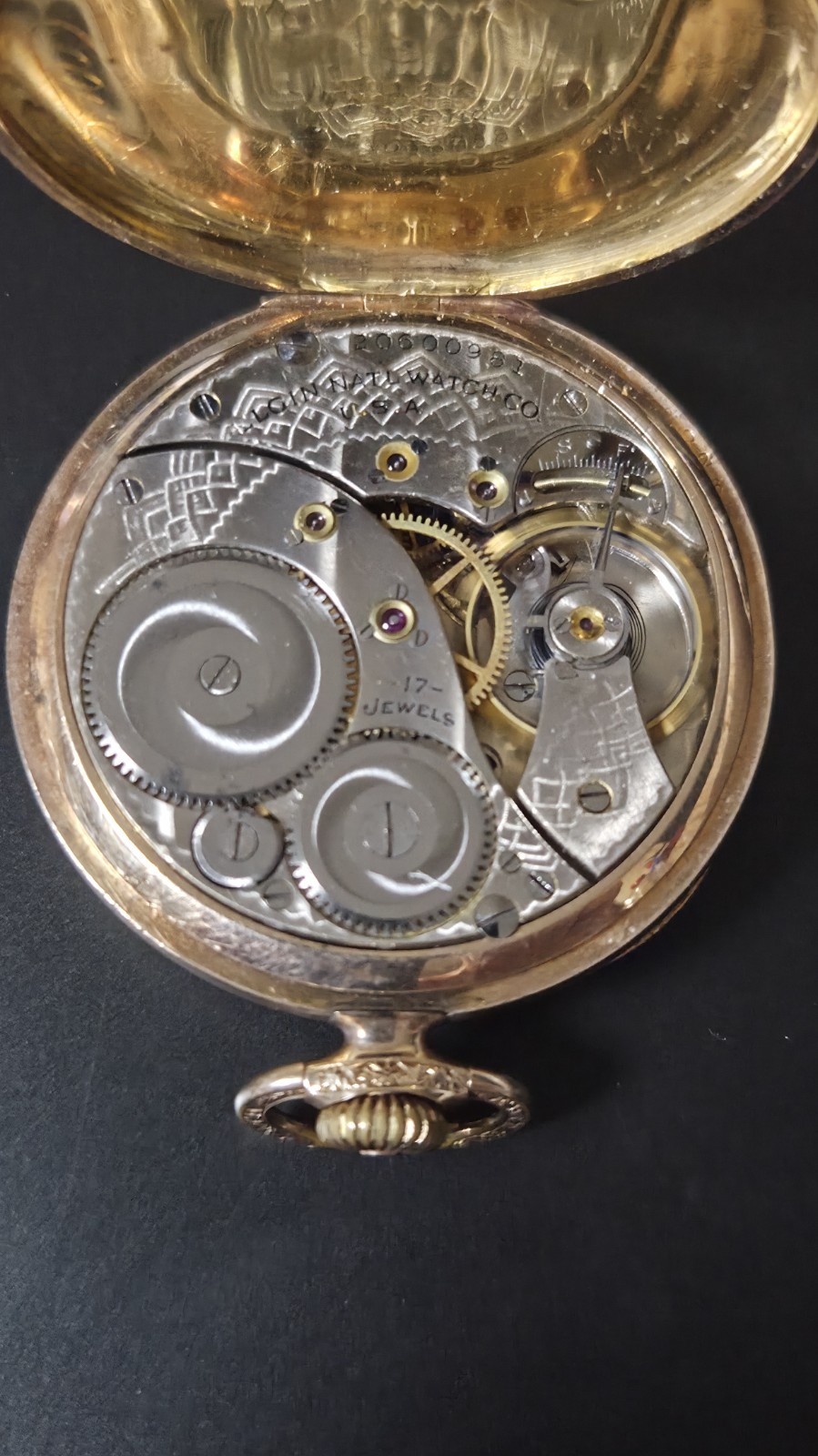 1917 Elgin Dress Pocket Watch Gold Case