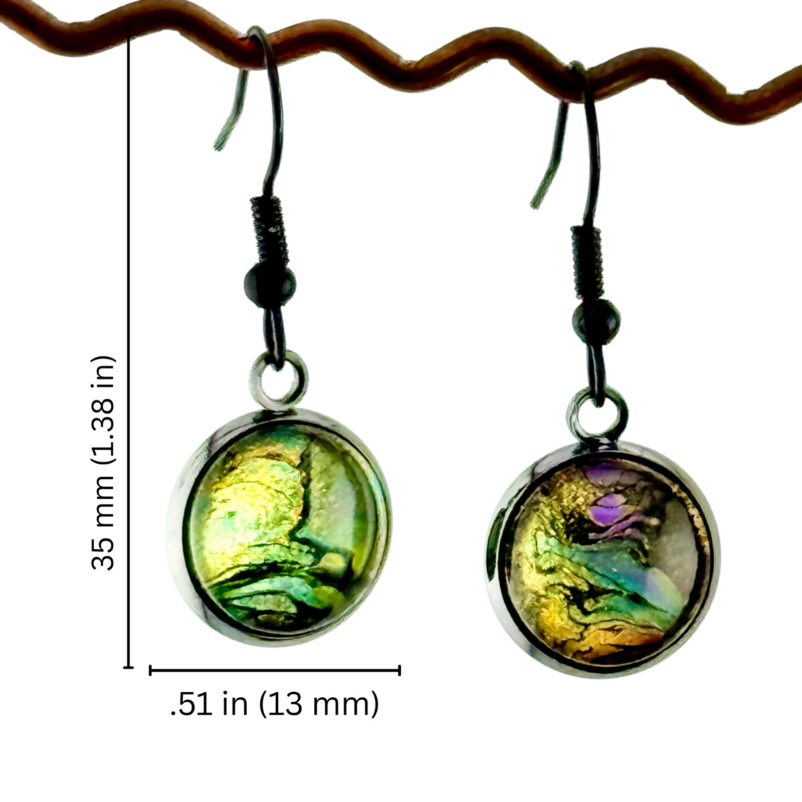 Dangle Earrings Handmade “Lizard Gold” Electroplated Sterling Silver Earwires