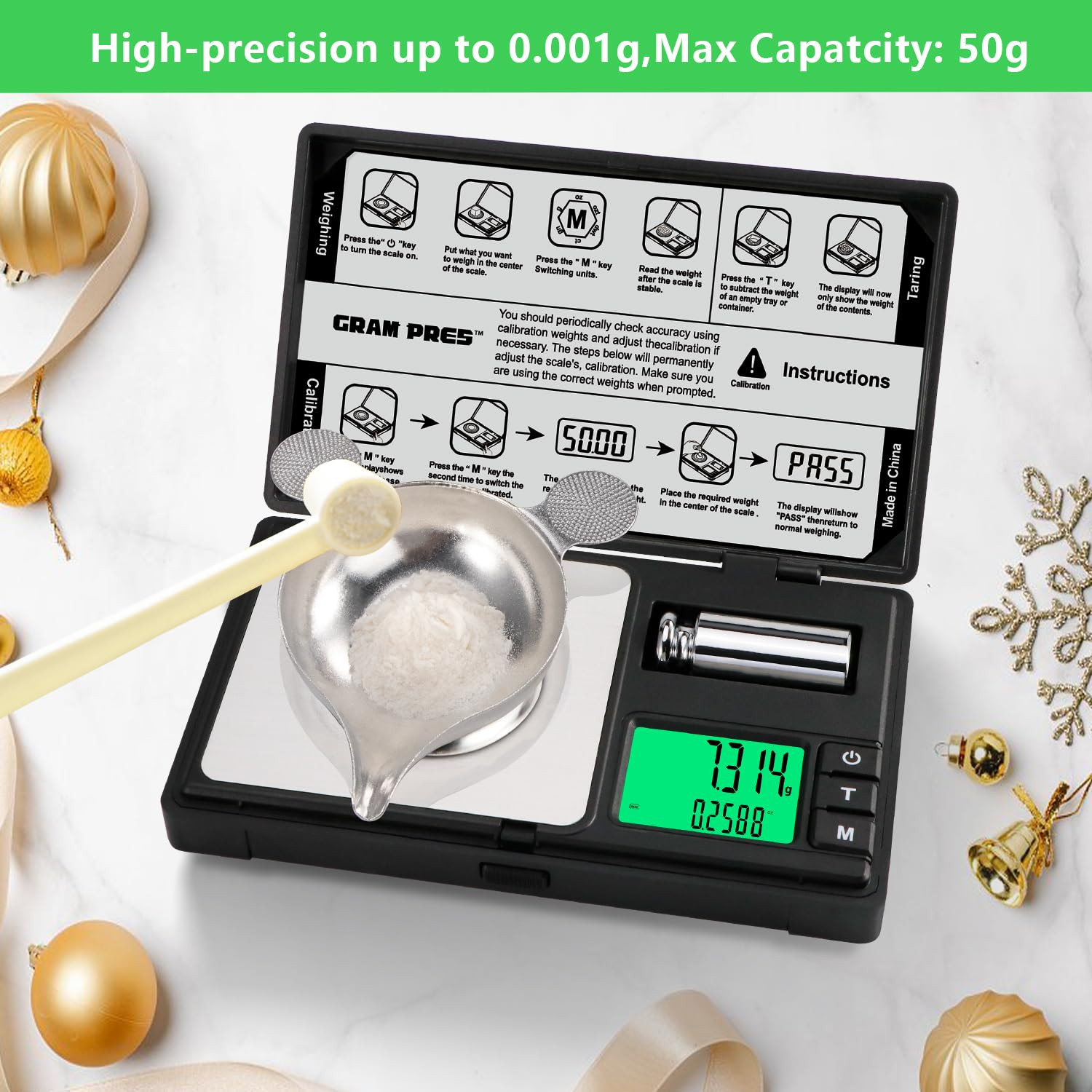 High Precision Milligram Scale,50G/0.001G Digital Mini Pocket Gram Scale,Mg Scal