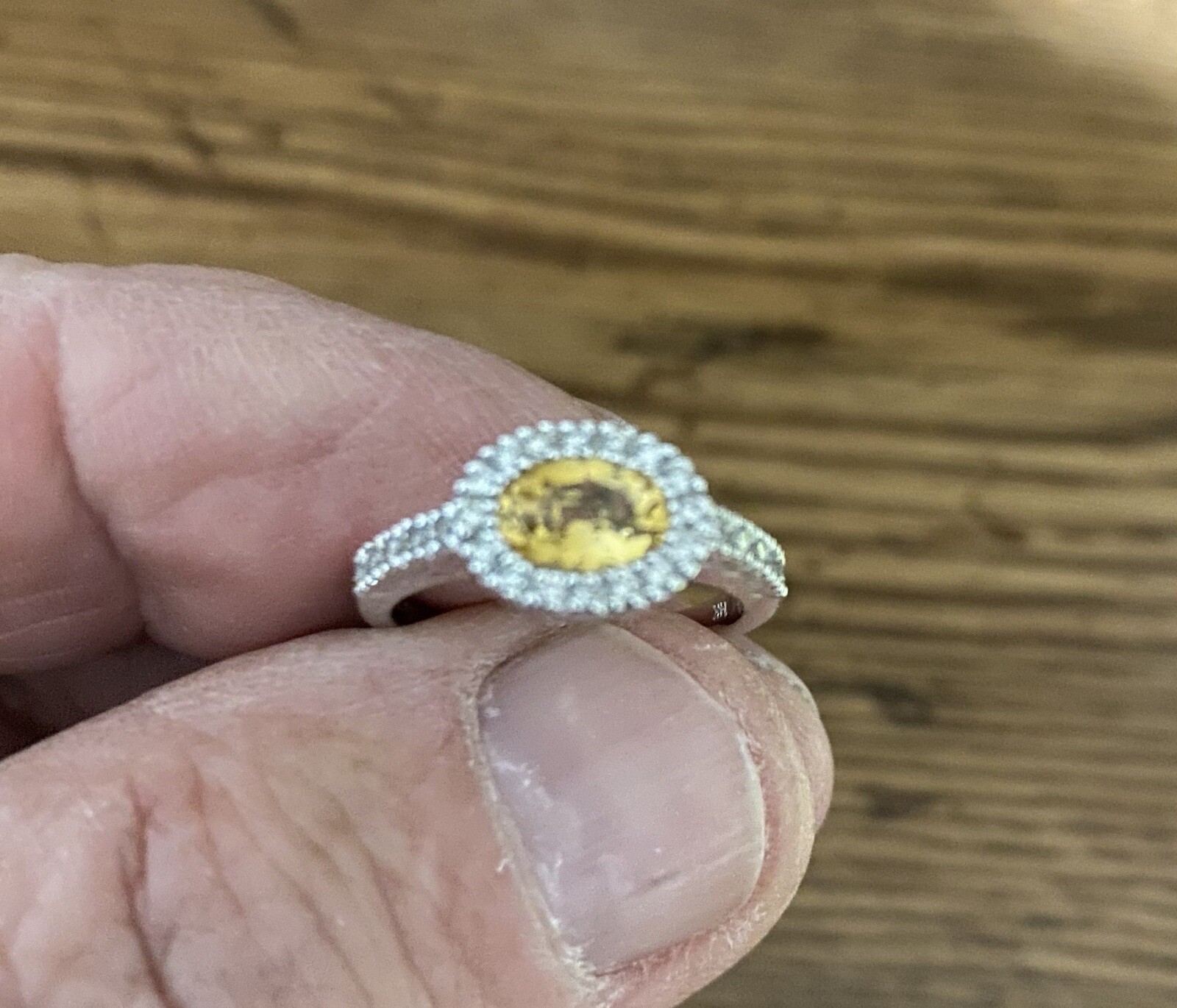 Diamond and Citrine Ring 14KT White Gold