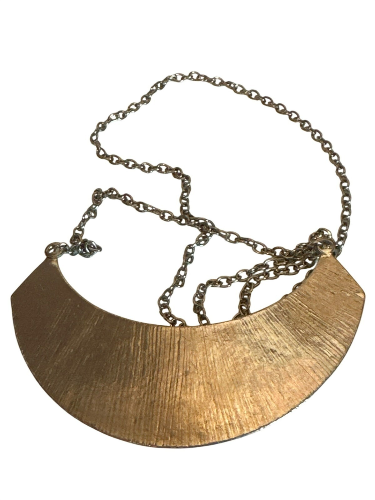 Black & Cream Geometric Statement Bib Necklace Chain Career Art 27 inches