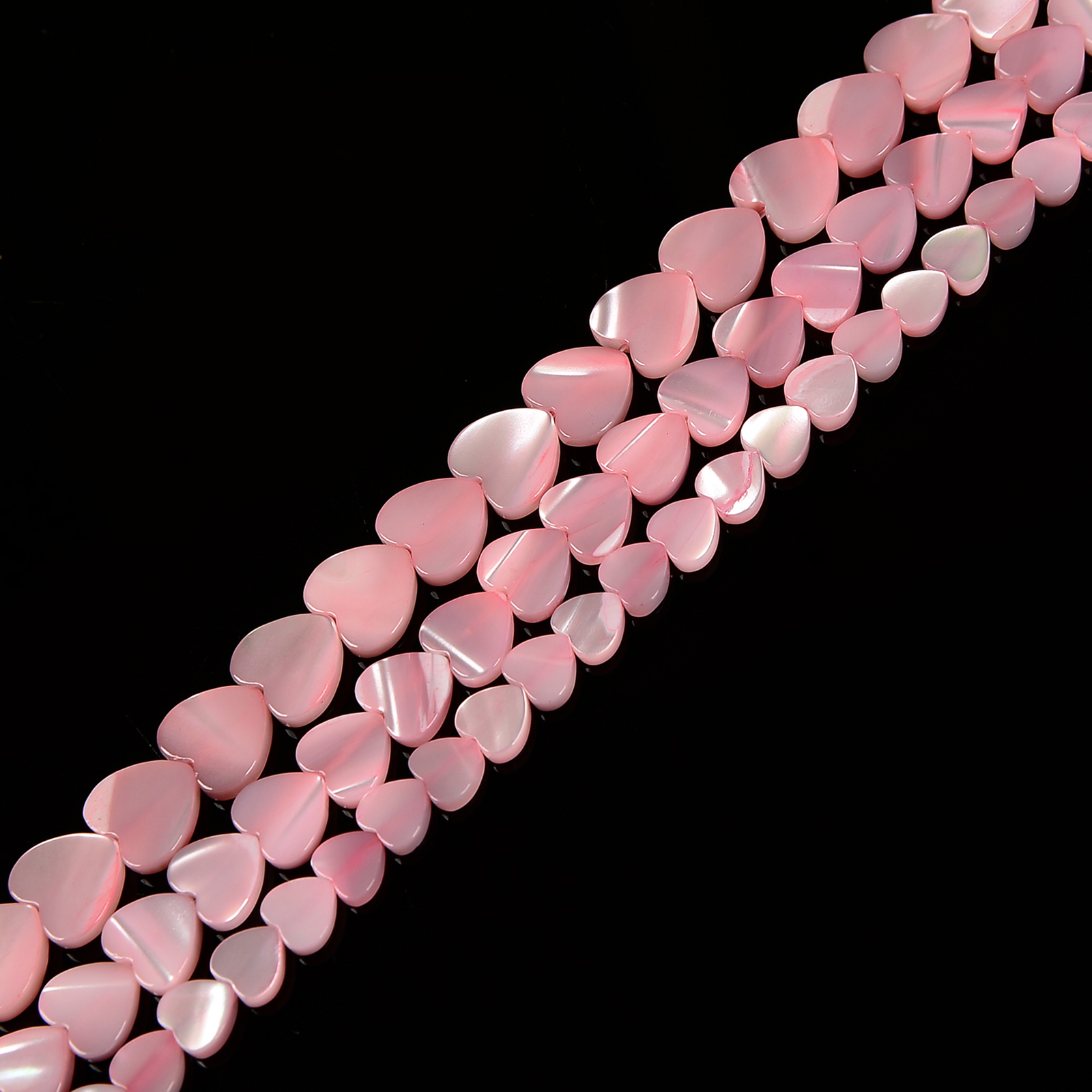Pink Mother of Pearl MOP Shell Heart Shape Beads Size 6mm 8mm 10mm 15.5″ Strand