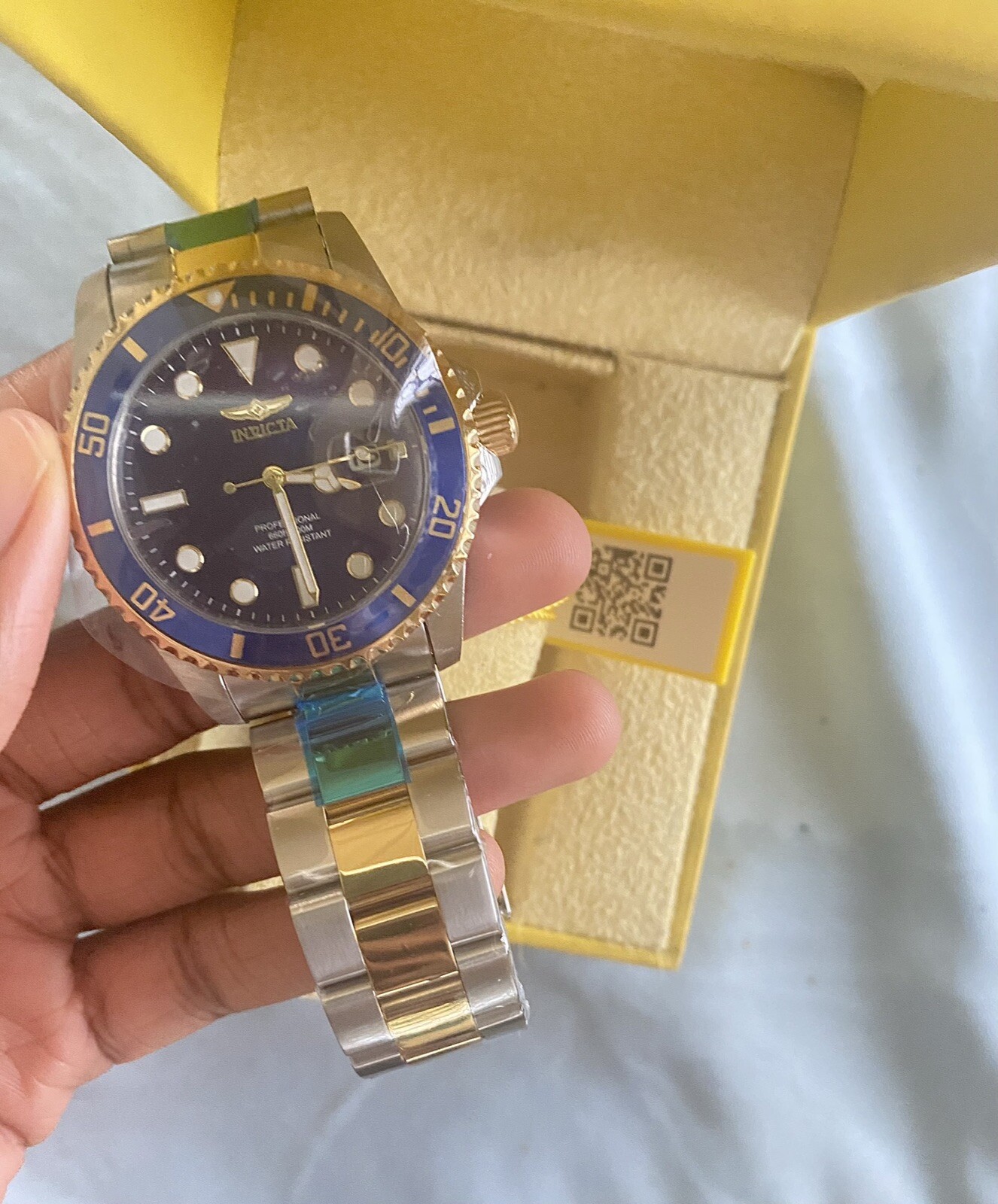 Invicta Pro Diver 26972 Blue Dial Two Tone Stainless Steel Wrist Watch for Men