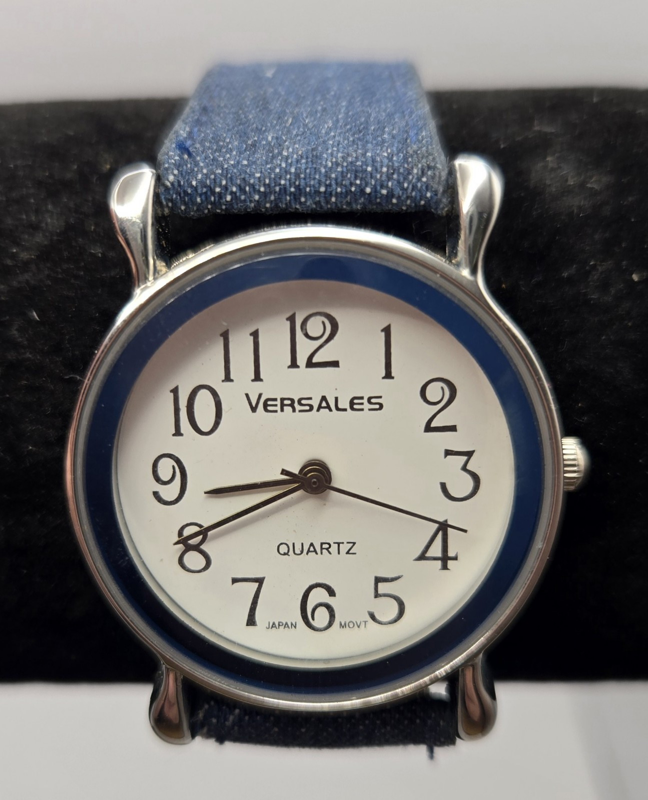 Varsales Women’s Silver Tone Quartz Watch w/Blue Denim Leather Band *WORKS*👖