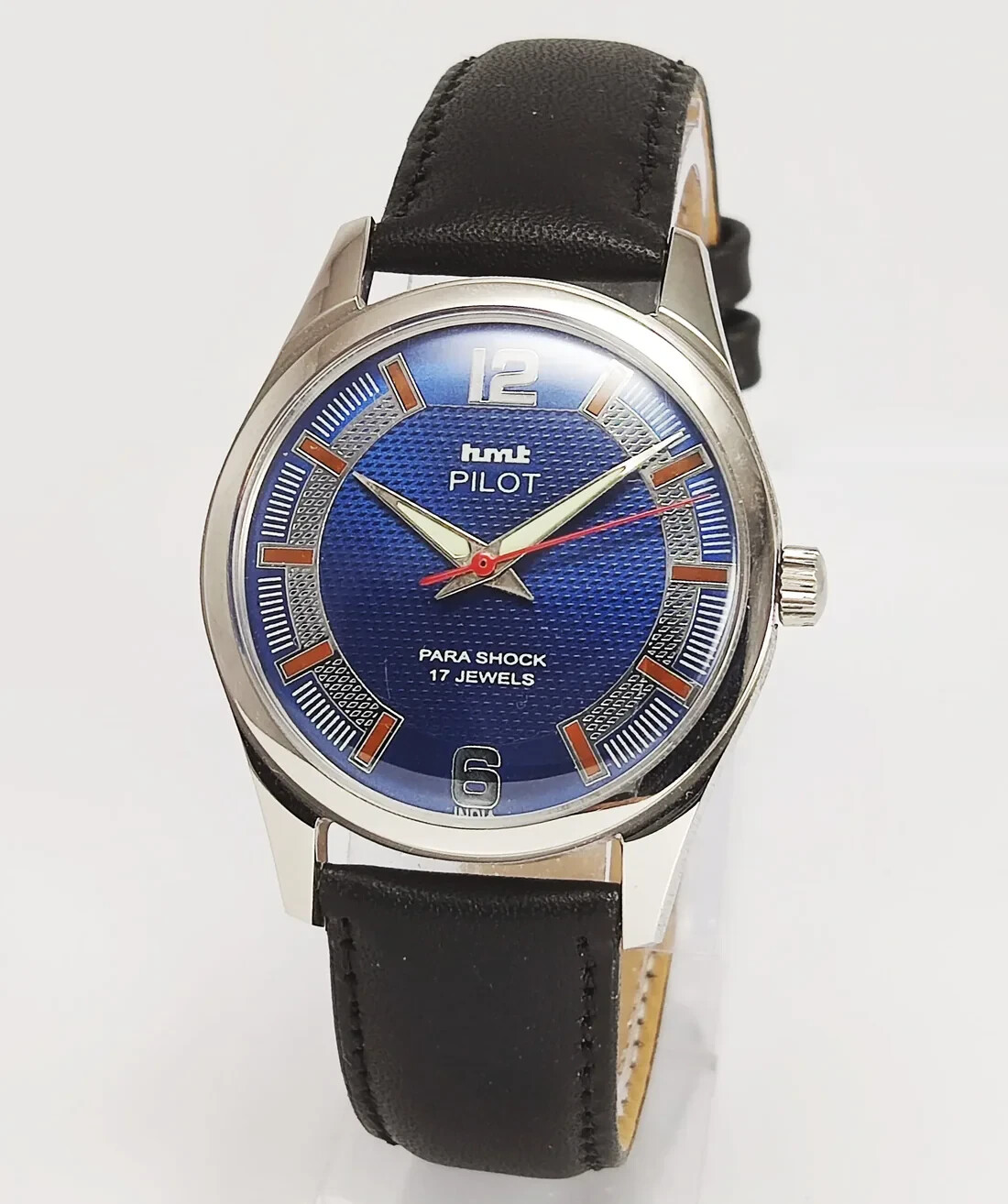 HMT Pilot Blue Dial 17 Jewels Hand winding Transparent Back Men’s Wrist Watch