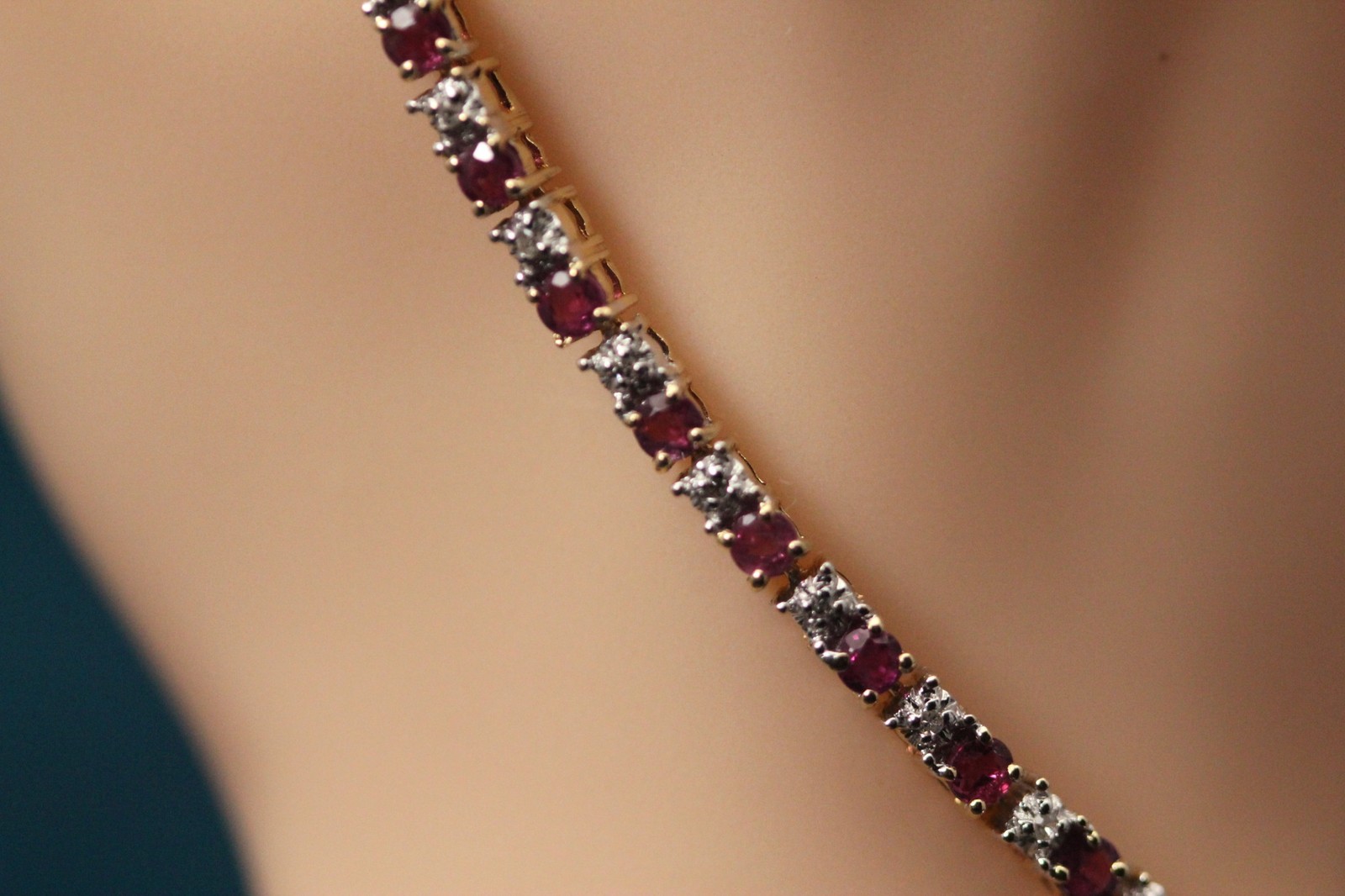 14K Yellow Gold Round Ruby & Diamond 7.5″ Tennis Bracelet 8.8 Grams (BR5028)