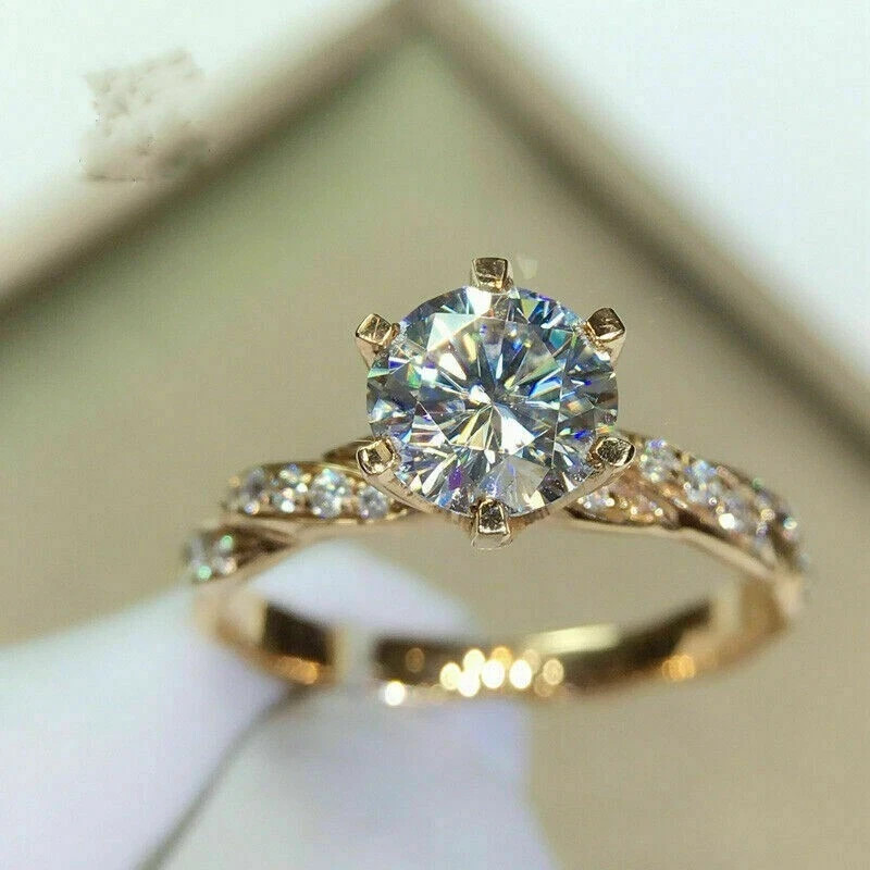 1.50Ct Round Cut Lab Created Diamond Engagement Ring In 14K Yellow Gold Plated