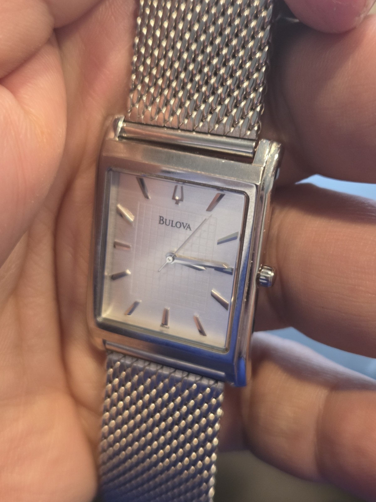 Bulova Men’s Dial Thin Tank Watch Accutron C8337706 Other Mesh Band EUC C202