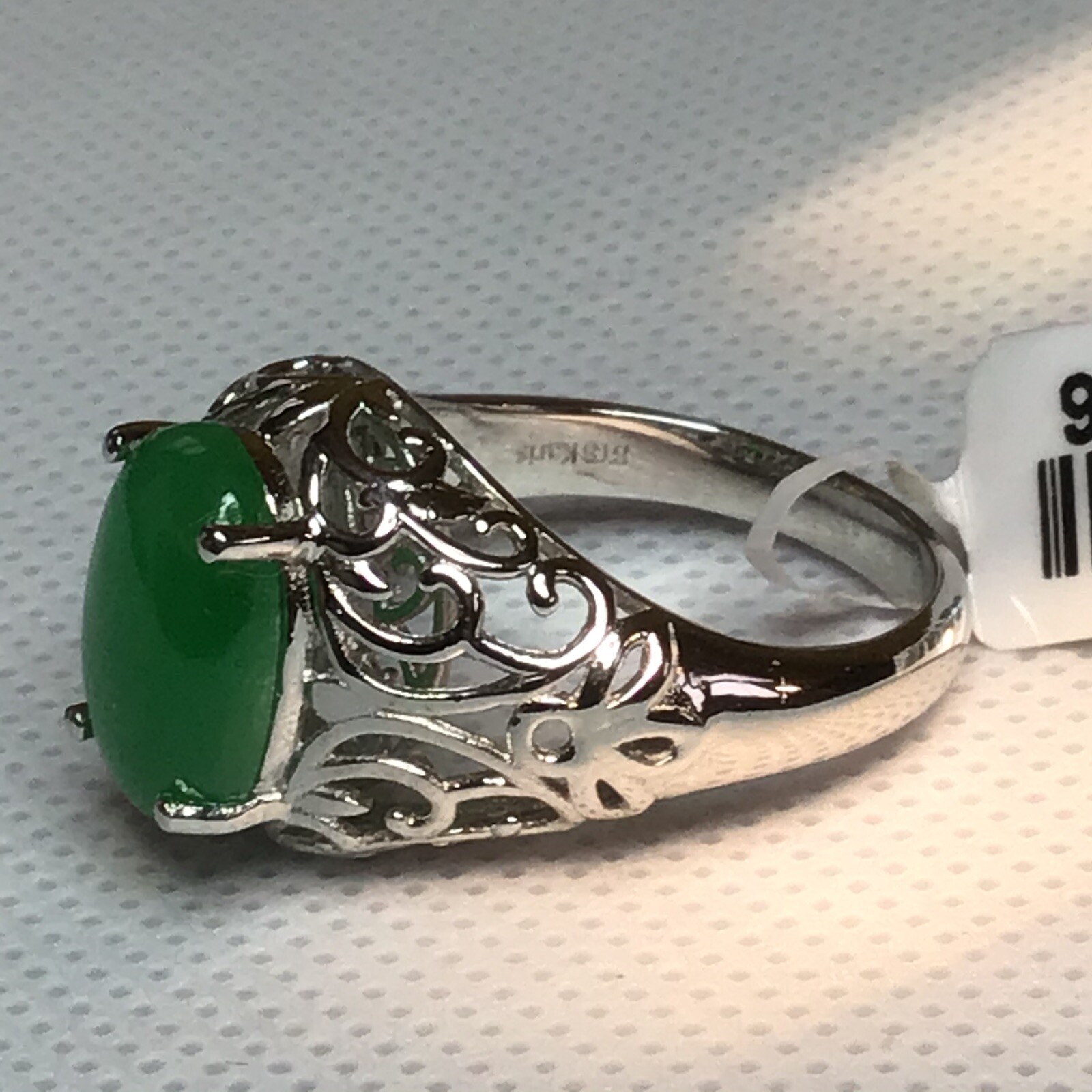 BURMESE Green Jade Ring (Sz6) TGW 6.45cts Platinum Bond Brass