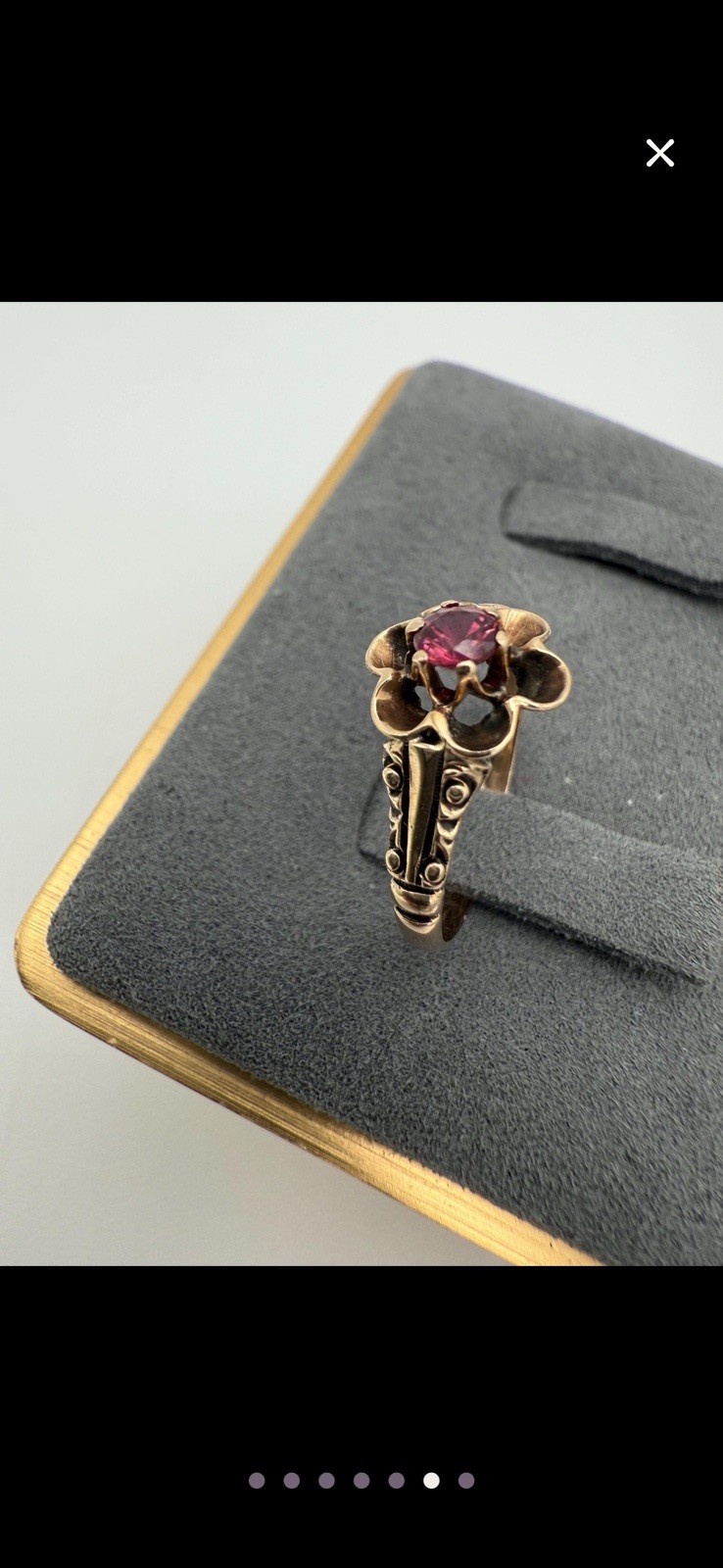 Antique Victorian 10k Yellow Gold Ruby Ring Belcher ~ Size 6
