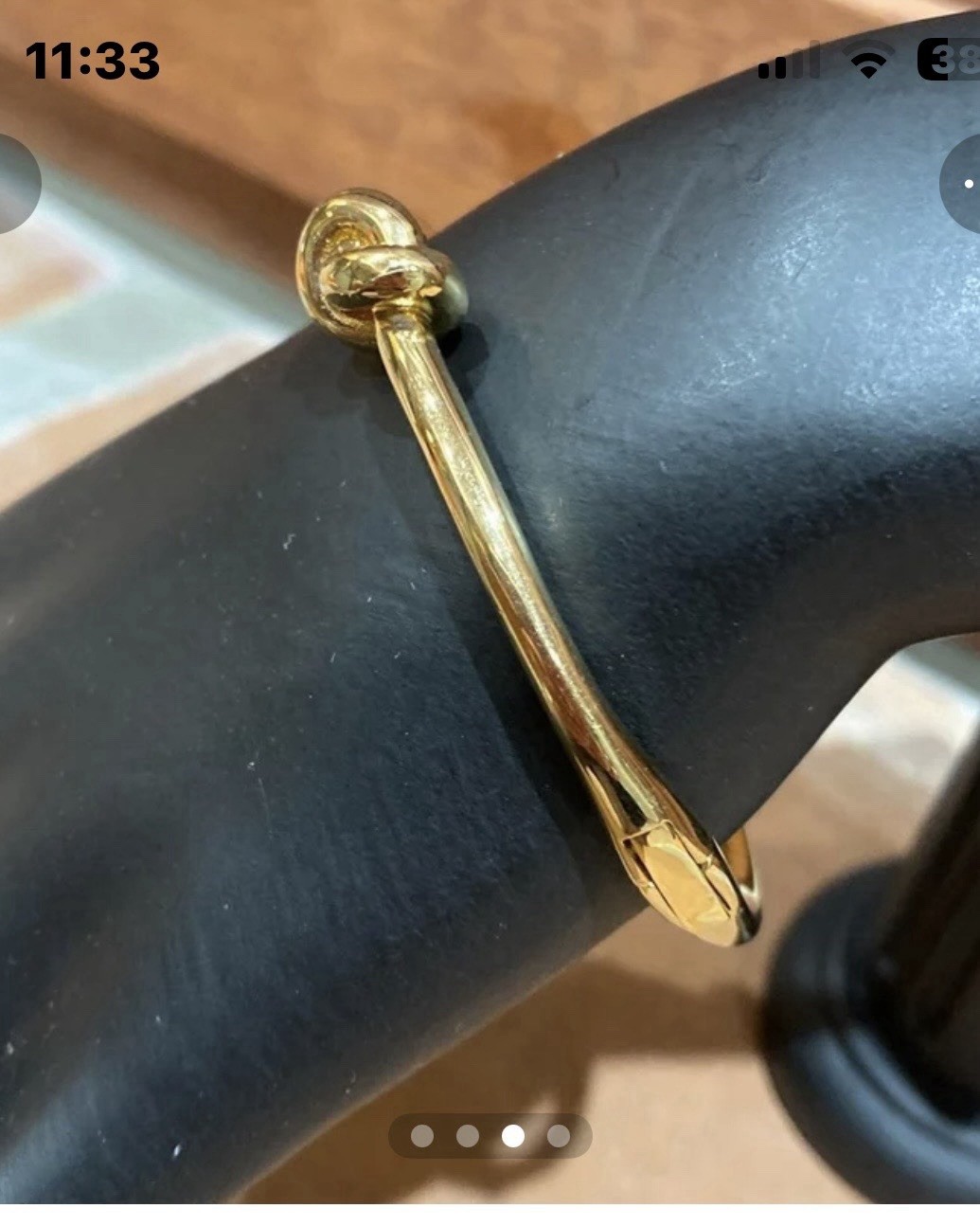 Kate Spade New York Yellow Gold Tone Love Knot Hinged Bangle Bracelet 7″
