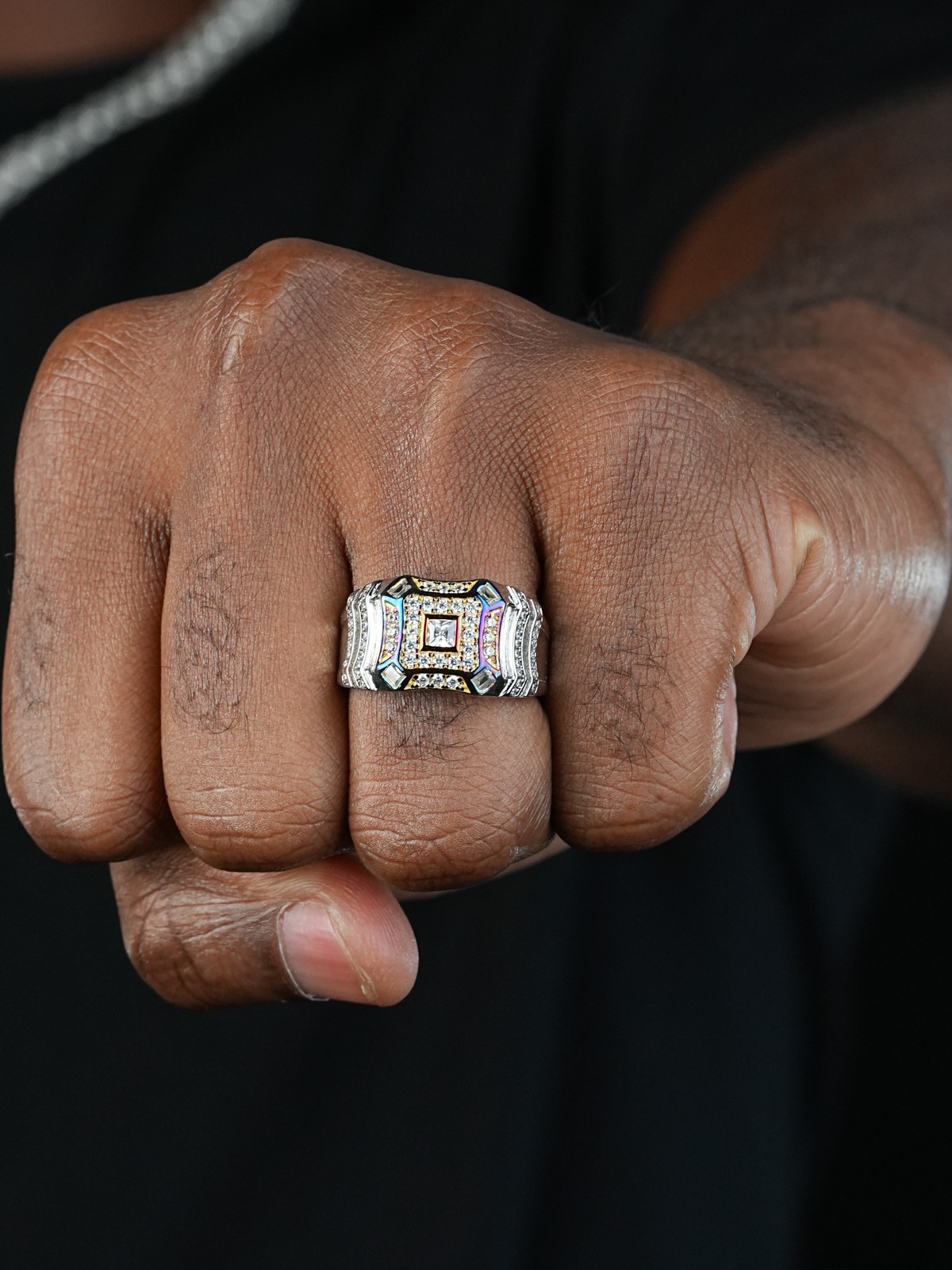 Real Solid 925 Silver Icy Hip Hop Baguette Mens RING Size 6 7 8 9 10 11 12 13 CZ