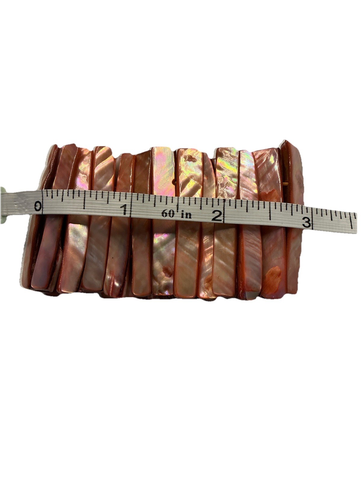 Southeast Asia Mother of Pearl Stretch Bracelet Pink Iridescent wide