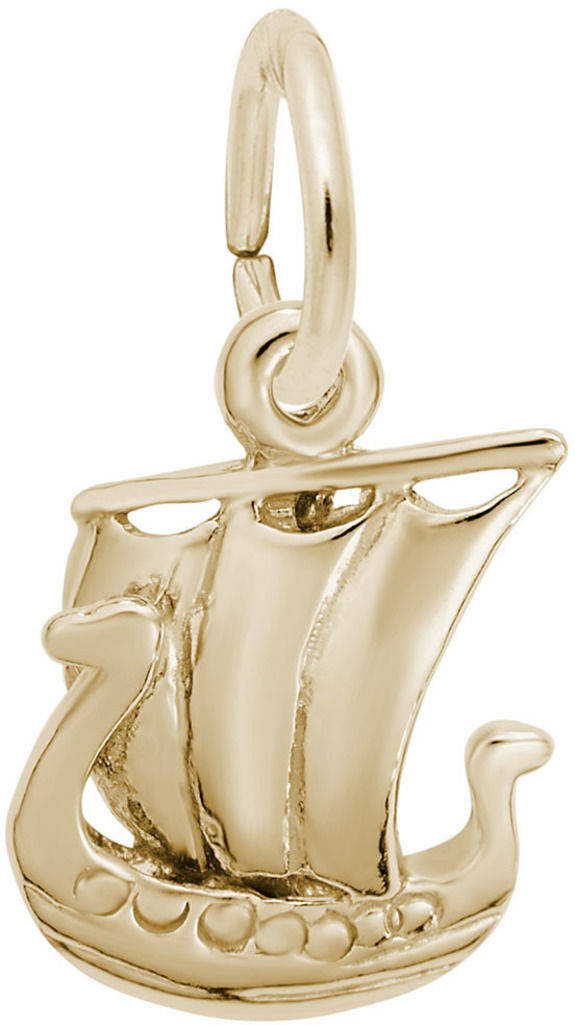 Viking Ship Charm by Rembrandt 10K or 14K Gold or Sterling Silver