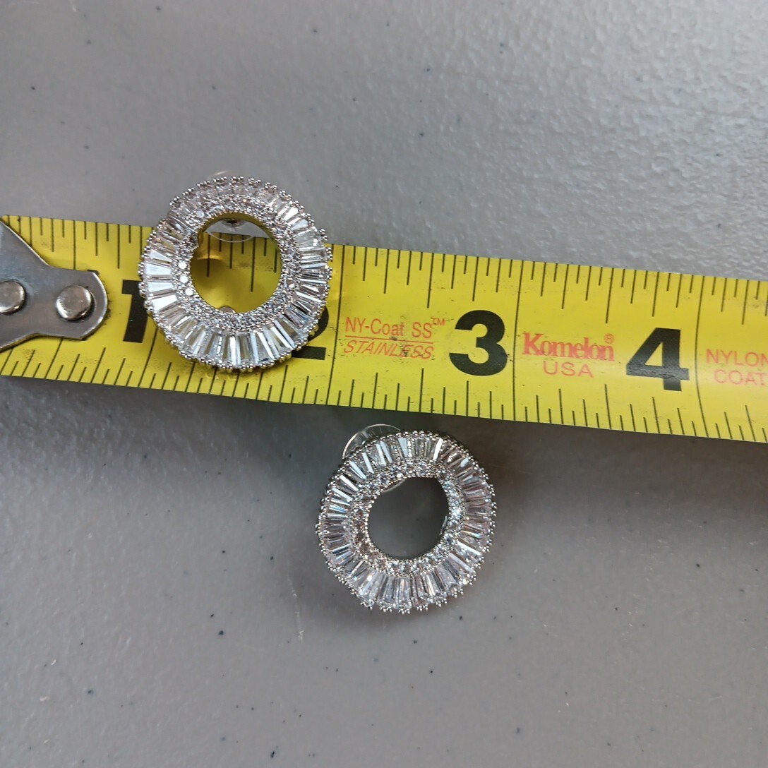 Rounded with Edge Cubic Zirconia Set Post Earrings Shines Bright Classic Luxury