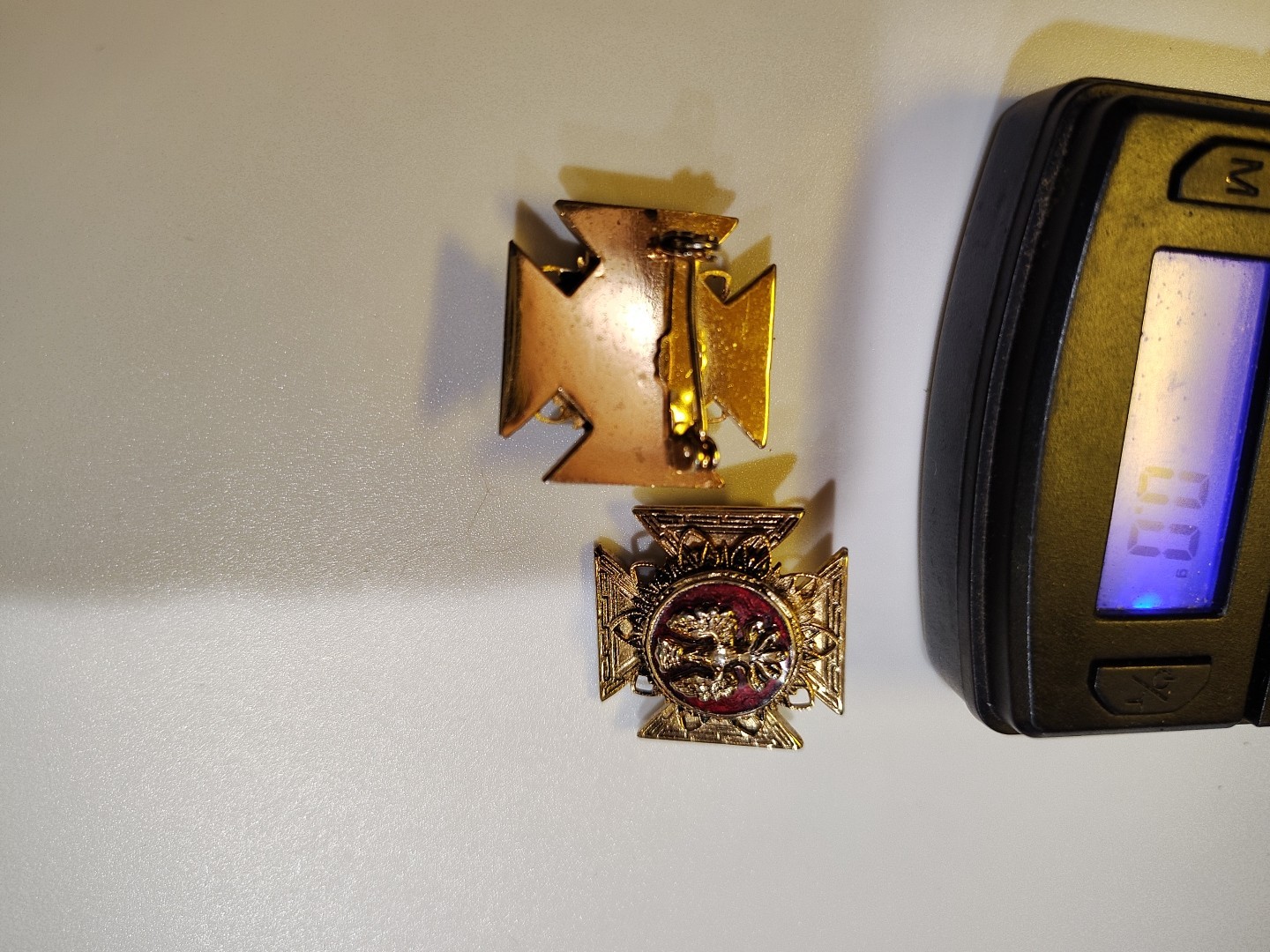 Rare VINTAGE Pins Maltese Cross Enamel CROWN Eagle CREST 2 Pins Polish Army