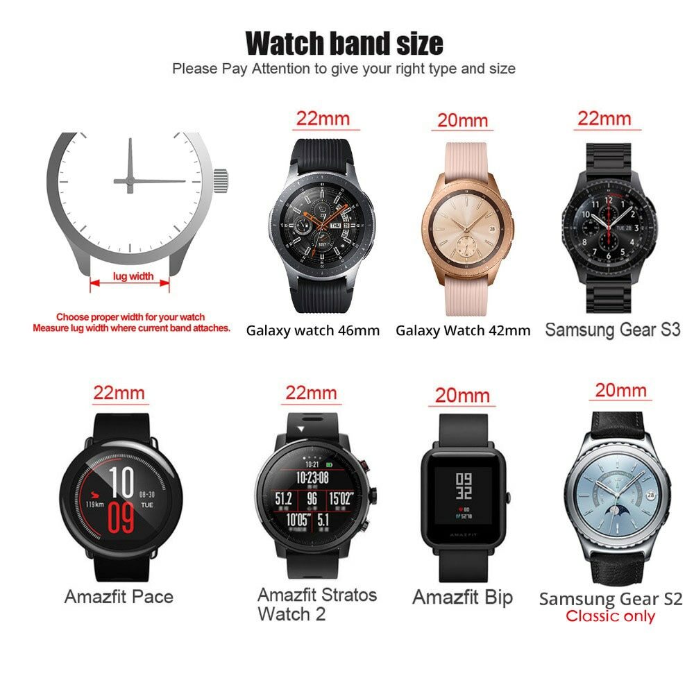 Correa De Acero inoxidable Reloj Galaxy 42/46mm Samsung Gear S3 20mm S2 Clásico