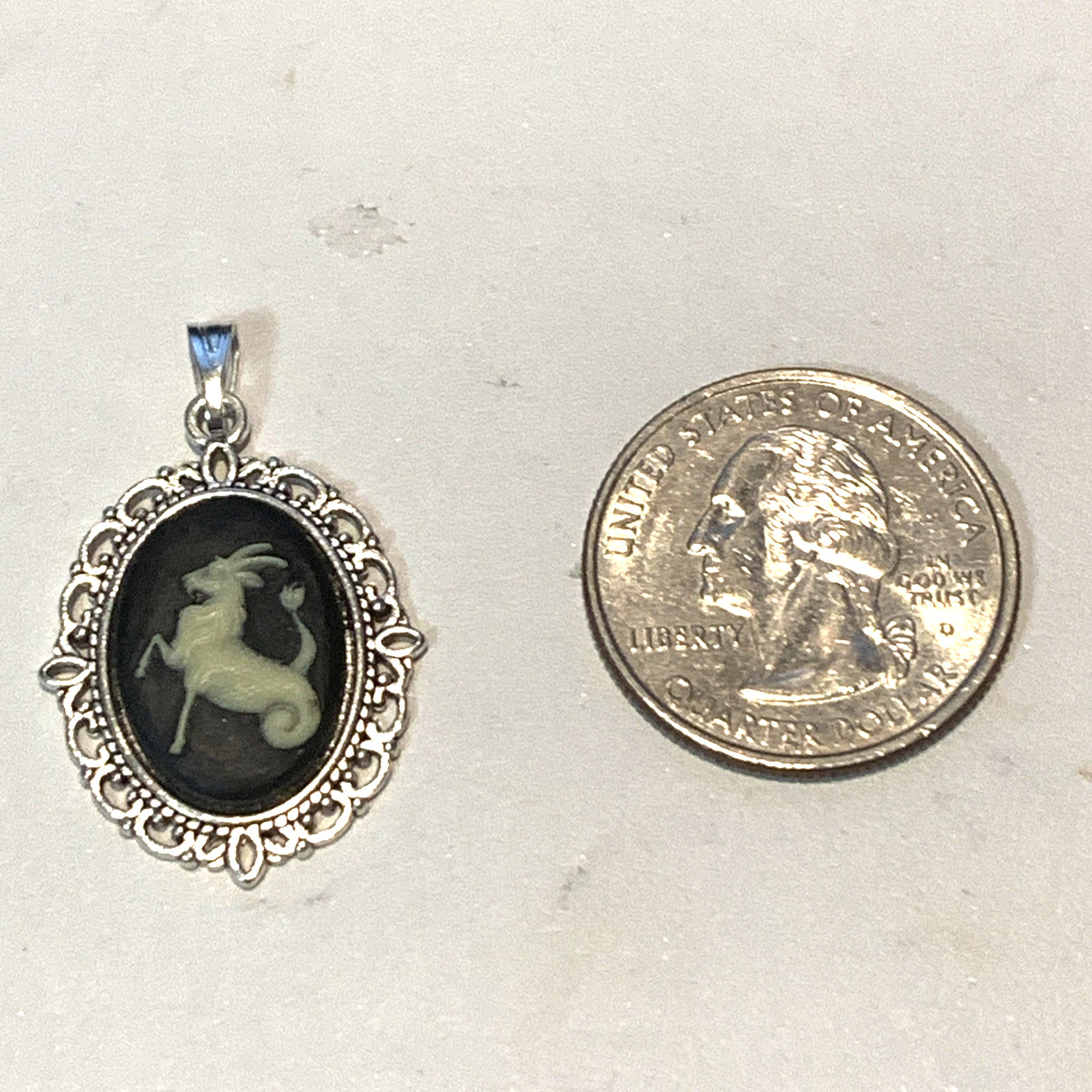 **HUGE SALE **VINTAGE ZODIAC PENDANT. black/silver-NEW- “CAPRICORN”