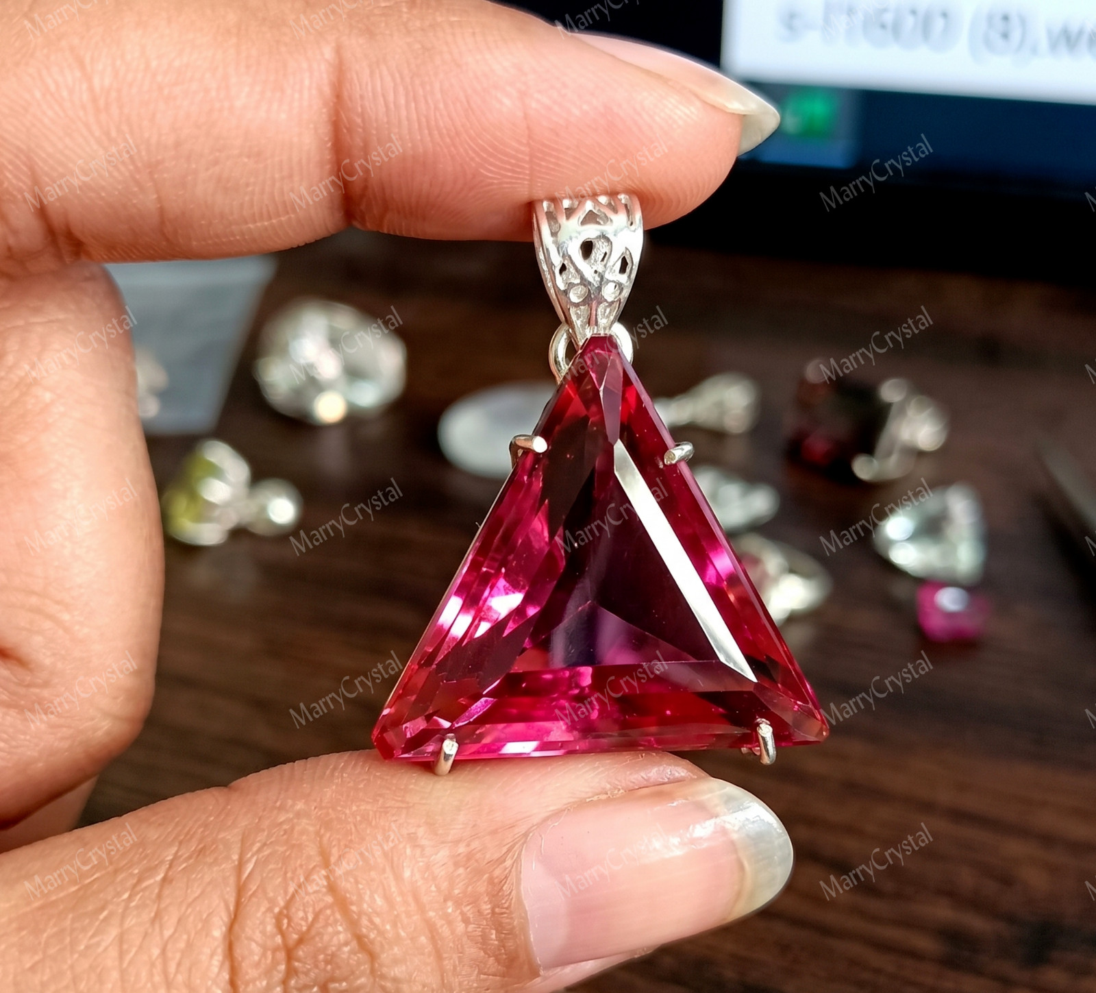 Lightshift Pendant Color Changing Zultanite Glass Trillion Cut Loose Gemstone