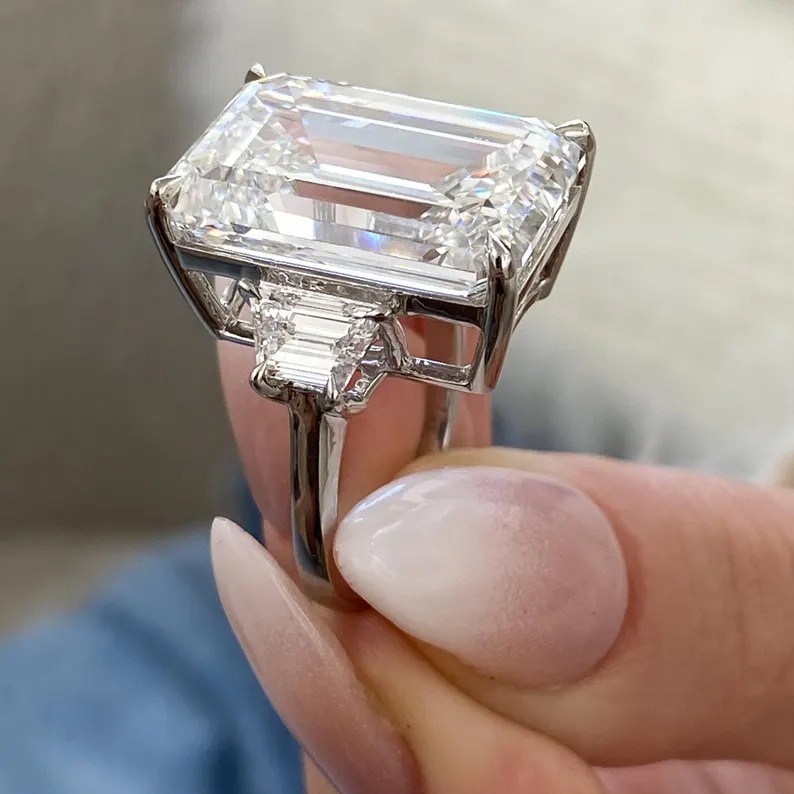 RARE 10.30 Ct Certified White Treated Diamond Solitaire Ring In 925 Silver