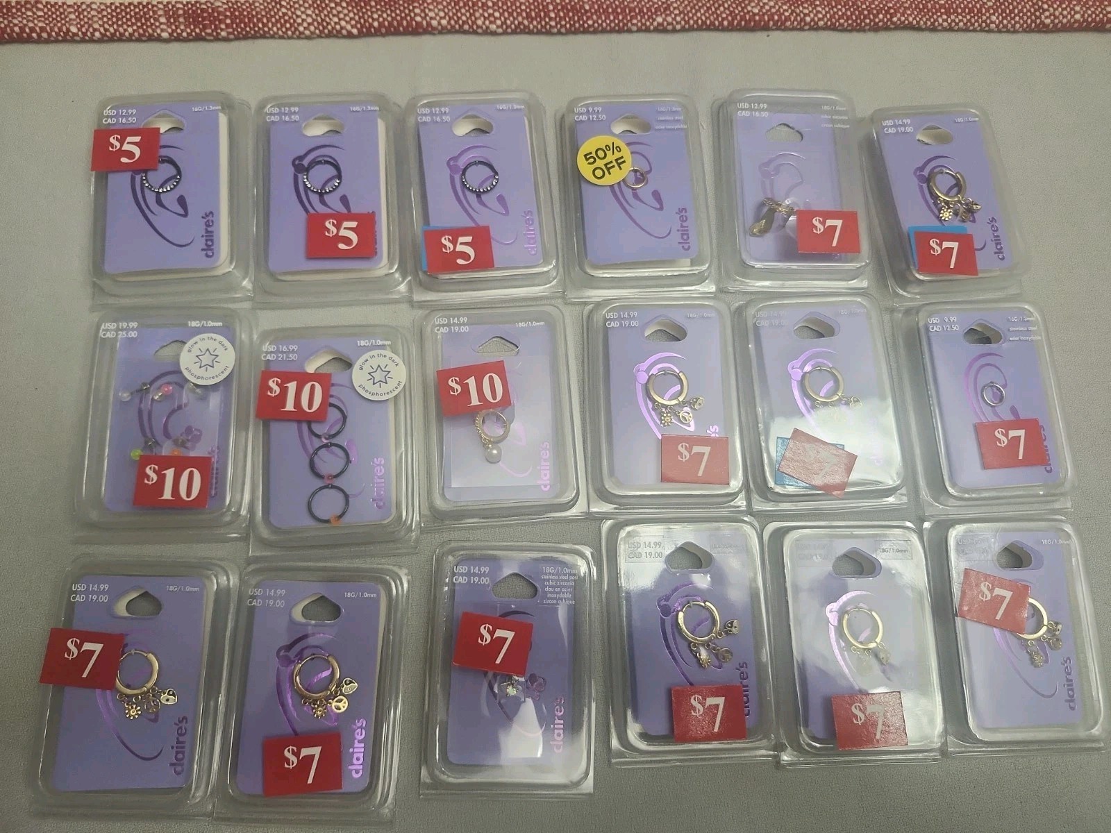 Claire’s Ear Jewelry Bulk Lot 18 Pieces