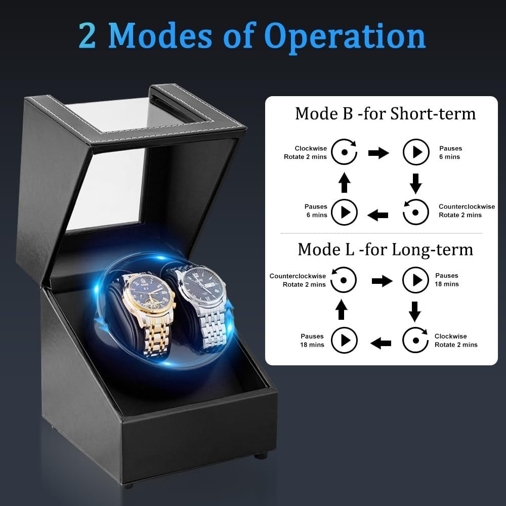 Elegant Double Watch Winder with Soft Lining & USB Power – For Automatic Watches