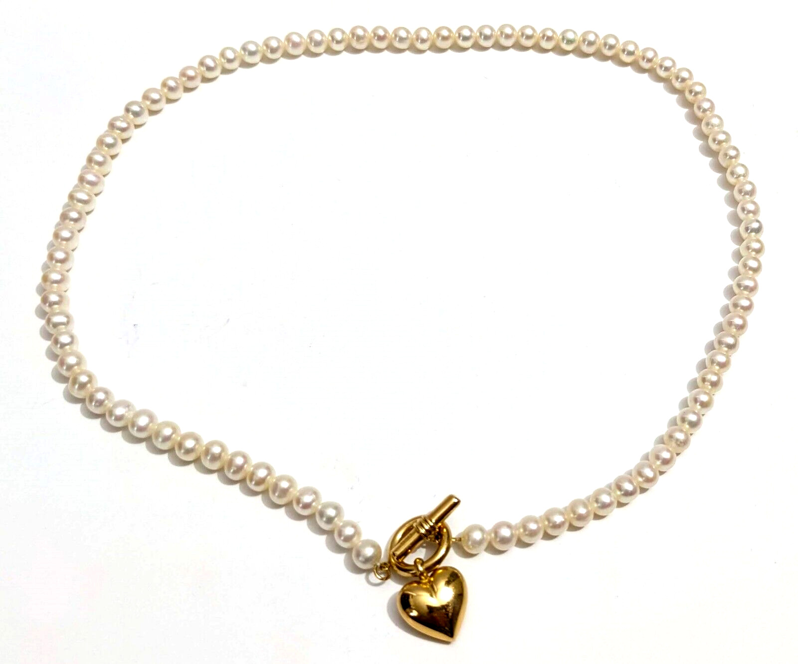 Peter Brams Design 14K Gold Heart~Charm~Cultured Pearls 18″ Necklace~20.1 Grams