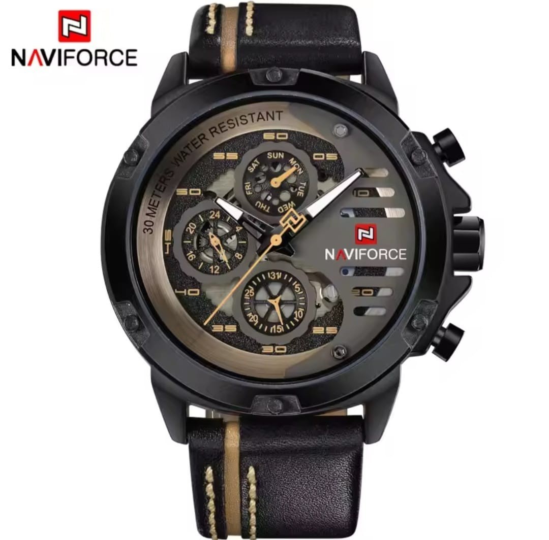 Naviforce Stylish Chronograph Watch in Leather for Men