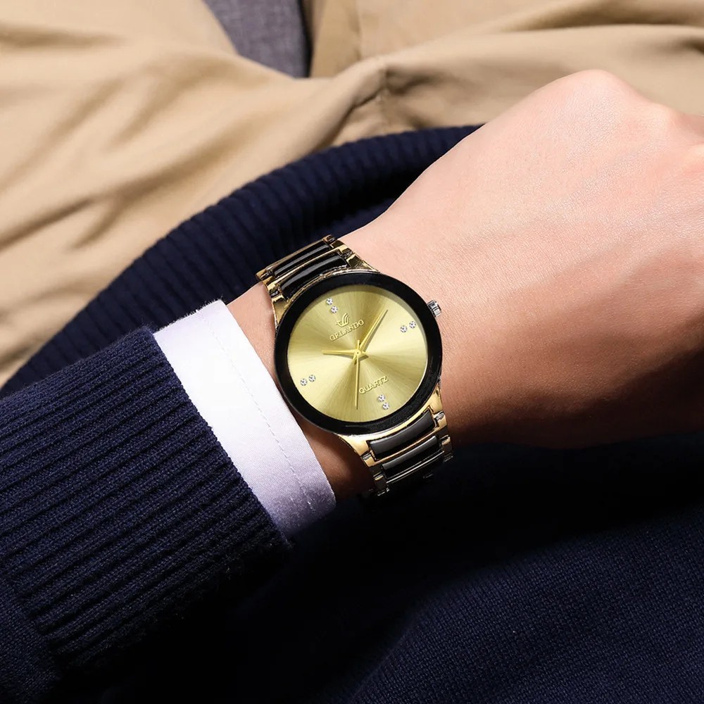 Black Dial Steel Quartz Men’s Business Watch – Numberless Design