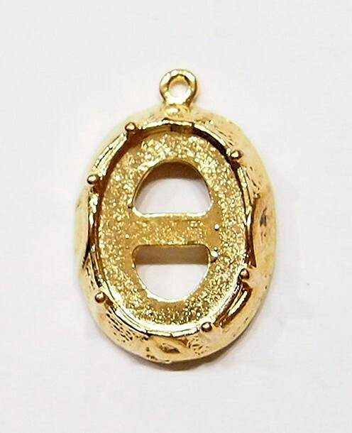 10 of 18x13mm Victorian Shiny Gold Plated 6-Prong Pendant/Charm Settings 27x18mm